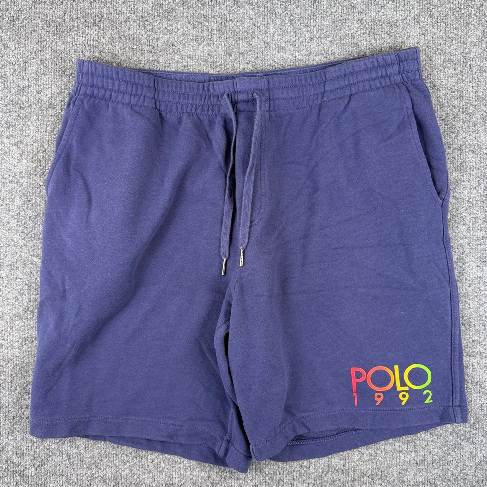 Polo Ralph Lauren 1992 Stadium Fleece Shorts Mens XL Navy Blue Sweatshorts